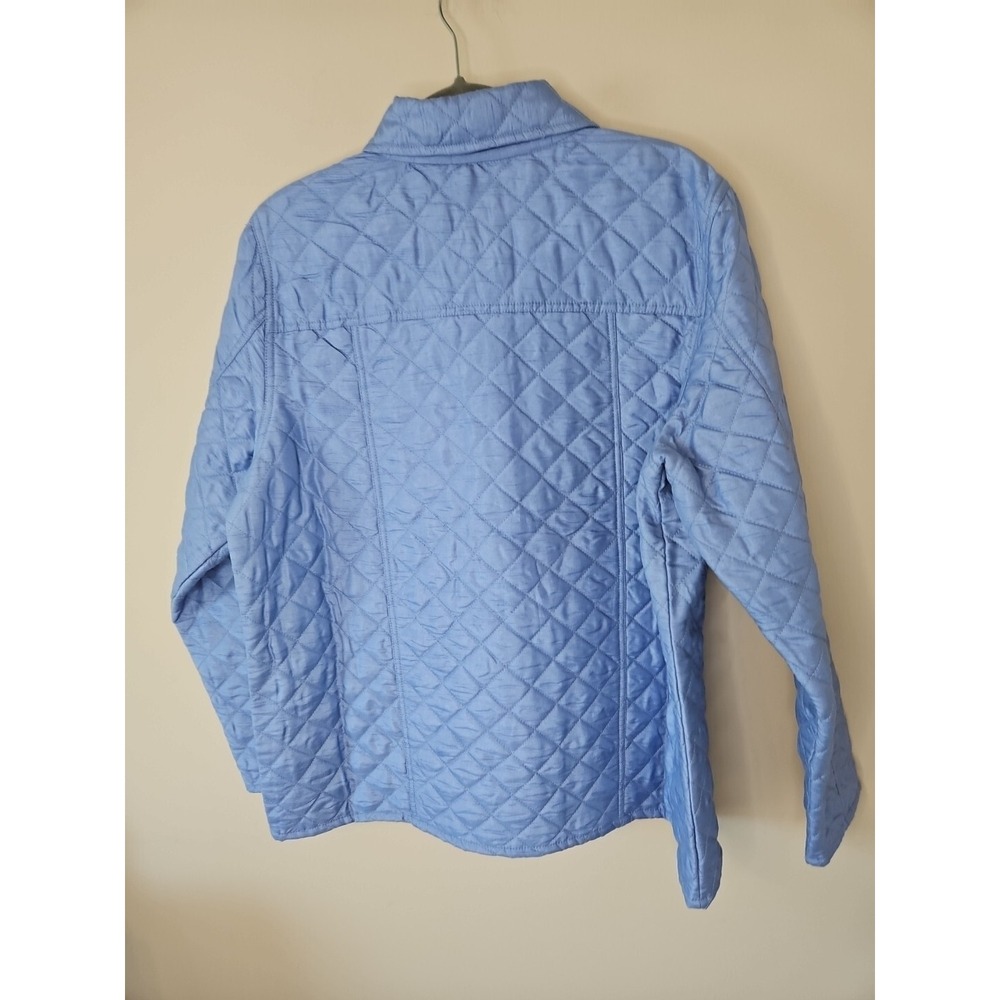 Quacker Factory Jacket Women L Blue Quilted Sequin Floral Embroidered Coastal - Picture 13 of 14